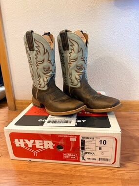Hyder Topeka Women’s Western Boots - Brown and Light Blue